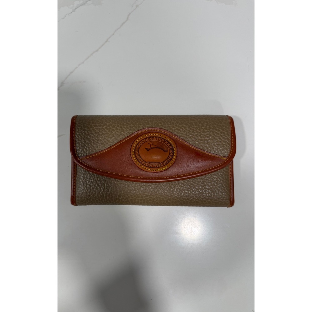 Dooney & Bourke Vintage All Weather Leather Checkbook Clutch Wallet Taupe Tan - Picture 7 of 9